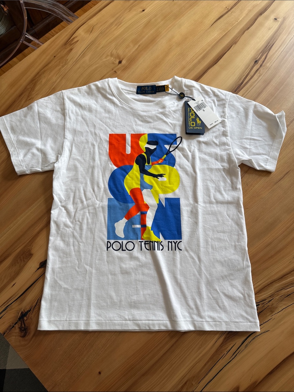 Polo by Ralph Lauren White Polo US Open Graphic Tee with Multicolor Player